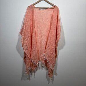 Mer Sea Women's Travel Wrap Linen One Size Fringe Coral Peach Orange